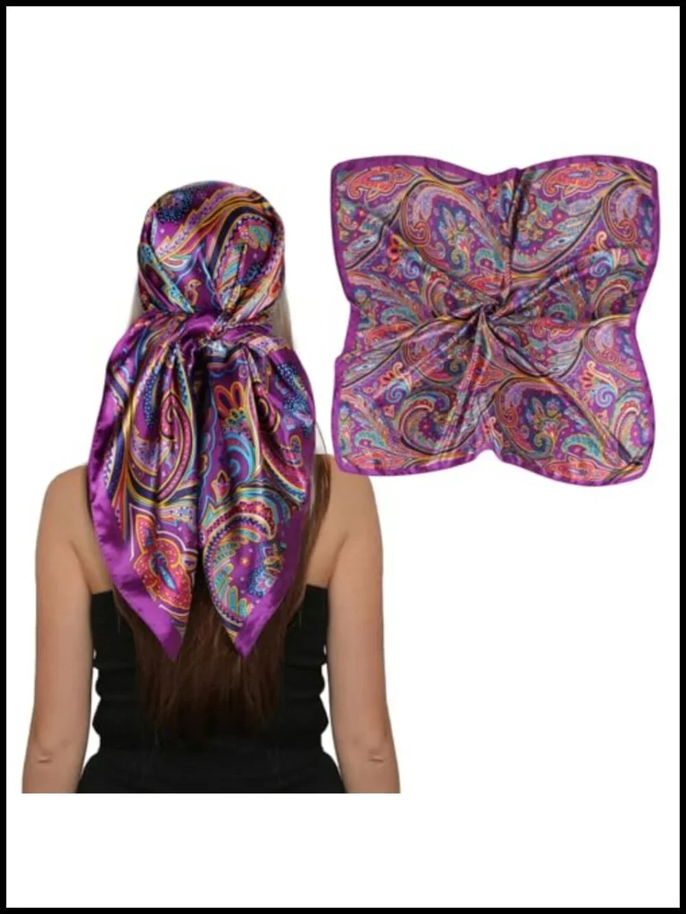 35-inch Silk Satin Square Scarf for Hair Wrapping Sleeping